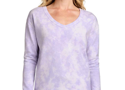 Port & Co Women's Beach Wash Cloud TieDye VNeck Sweatshirt LPC140V Amethyst