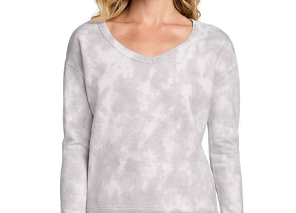 Port & Co Women's Beach Wash Cloud TieDye VNeck Sweatshirt LPC140V Dove Grey