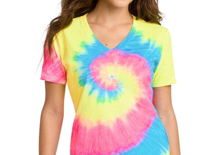 Port & Co Women's TieDye VNeck Tee LPC147V