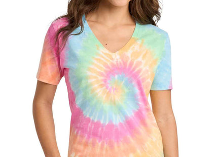 Port & Co Women's TieDye VNeck Tee LPC147V