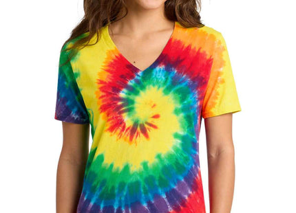 Port & Co Women's TieDye VNeck Tee LPC147V