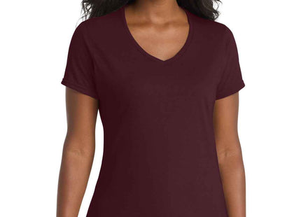 Port & Co Women's Performance Blend VNeck Tee LPC381V Athletic Maroon