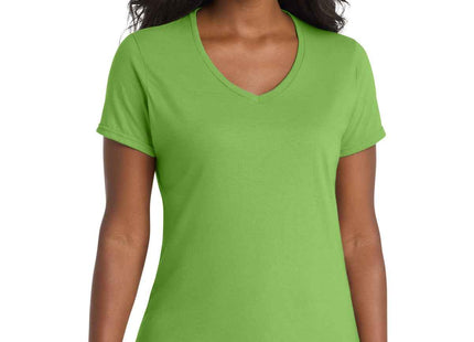 Port & Co Women's Performance Blend VNeck Tee LPC381V Lime