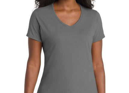 Port & Co Women's Performance Blend VNeck Tee LPC381V Medium Grey