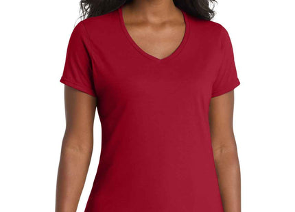 Port & Co Women's Performance Blend VNeck Tee LPC381V Red
