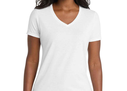 Port & Co Women's Performance Blend VNeck Tee LPC381V White