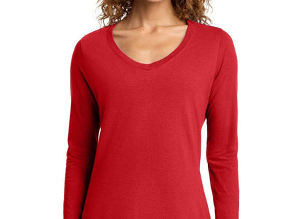 Port & Co Women's Long Sleeve Fan Favorite VNeck Tee LPC450VLS Bright Red