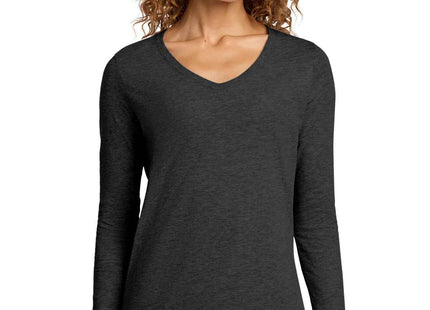 Port & Co Women's Long Sleeve Fan Favorite VNeck Tee LPC450VLS Dark Heather Grey