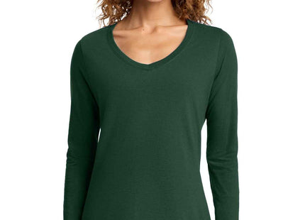 Port & Co Women's Long Sleeve Fan Favorite VNeck Tee LPC450VLS Forest Green