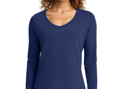 Port & Co Women's Long Sleeve Fan Favorite VNeck Tee LPC450VLS Team Navy