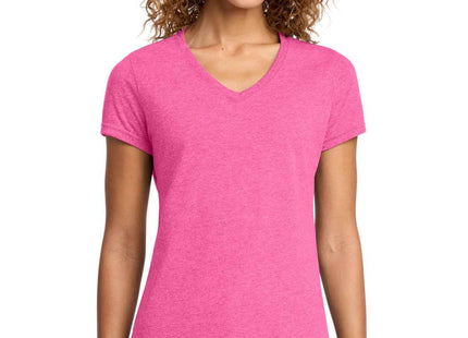 Port & Co Women's Fan Favorite Blend VNeck Tee LPC455V Neon Pink Heather
