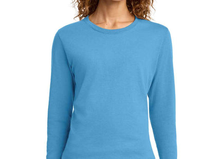 Port & Co Women's Long Sleeve Core Cotton Tee LPC54LS Aquatic Blue