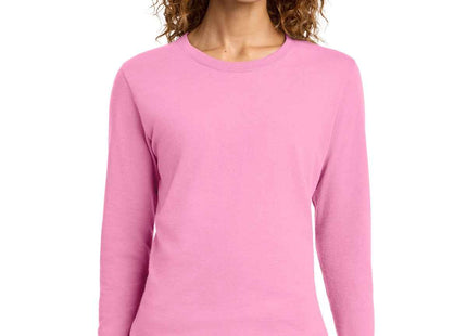 Port & Co Women's Long Sleeve Core Cotton Tee LPC54LS Candy Pink