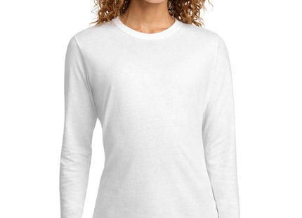 Port & Co Women's Long Sleeve Core Cotton Tee LPC54LS White