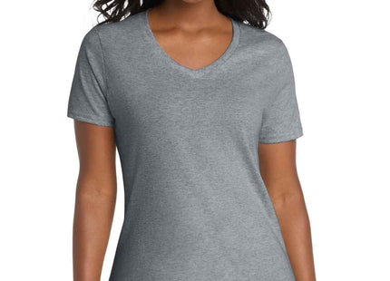 Port & Co Women's Core Cotton VNeck Tee LPC54V Athletic Heather