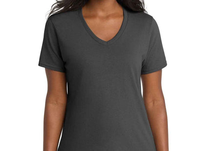 Port & Co Women's Core Cotton VNeck Tee LPC54V Charcoal