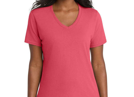 Port & Co Women's Core Cotton VNeck Tee LPC54V Coral