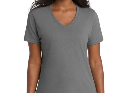 Port & Co Women's Core Cotton VNeck Tee LPC54V Medium Grey