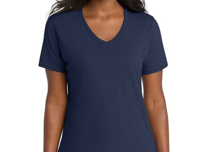 Port & Co Women's Core Cotton VNeck Tee LPC54V Navy