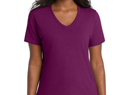 Port & Co Women's Core Cotton VNeck Tee LPC54V Raspberry