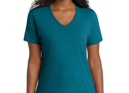 Port & Co Women's Core Cotton VNeck Tee LPC54V Teal