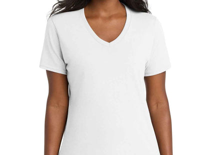 Port & Co Women's Core Cotton VNeck Tee LPC54V White
