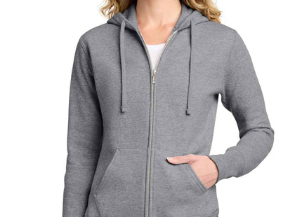 Port & Co Women's Core Fleece FullZip Hooded Sweatshirt LPC78ZH Athletic Heather