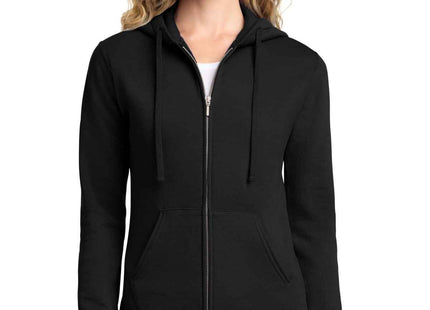 Port & Co Women's Core Fleece FullZip Hooded Sweatshirt LPC78ZH Jet Black