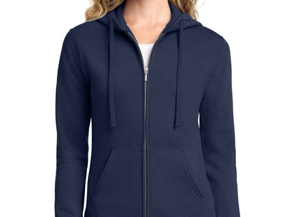 Port & Co Women's Core Fleece FullZip Hooded Sweatshirt LPC78ZH Navy