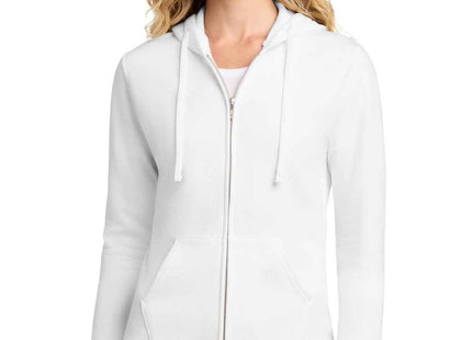 Port & Co Women's Core Fleece FullZip Hooded Sweatshirt LPC78ZH White