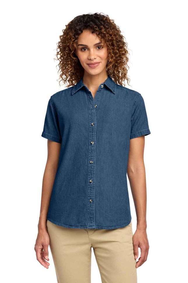 Port & Co Women's Short Sleeve Value Denim Shirt LSP11