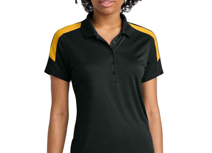 SportTek Women's Competitor United Polo LST104 Black Gold