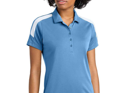 SportTek Women's Competitor United Polo LST104 Carolina Blue White