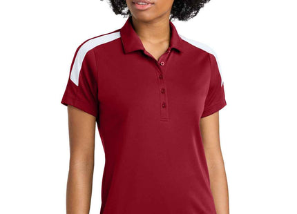SportTek Women's Competitor United Polo LST104 Deep Red White