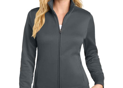 SportTek Women's SportWick Fleece FullZip Jacket LST241 Dark Smoke Grey