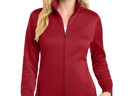 SportTek Women's SportWick Fleece FullZip Jacket LST241 Deep Red