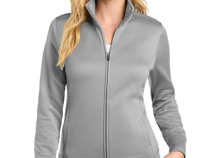 SportTek Women's SportWick Fleece FullZip Jacket LST241 Silver