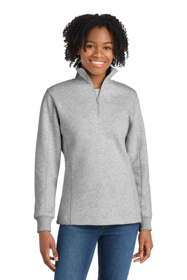 SportTek Women's 1/4Zip Sweatshirt LST253 Athletic Heather