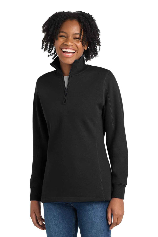 SportTek Women's 1/4Zip Sweatshirt LST253 Black