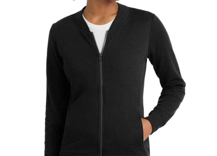 SportTek Women's Lightweight French Terry Bomber LST274 Black