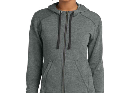 SportTek Women's PosiCharge TriBlend Wicking Fleece FullZip Hooded Jacket LST293 Dark Grey Heather