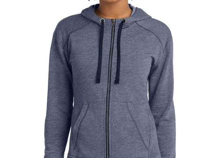 SportTek Women's PosiCharge TriBlend Wicking Fleece FullZip Hooded Jacket LST293 True Navy Heather