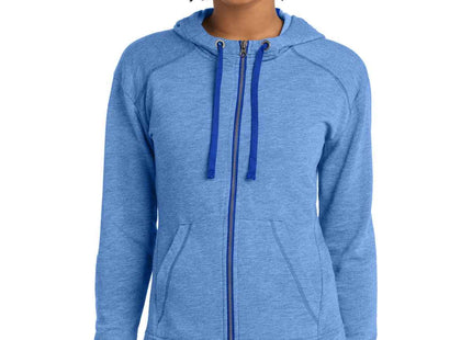 SportTek Women's PosiCharge TriBlend Wicking Fleece FullZip Hooded Jacket LST293 True Royal Heather