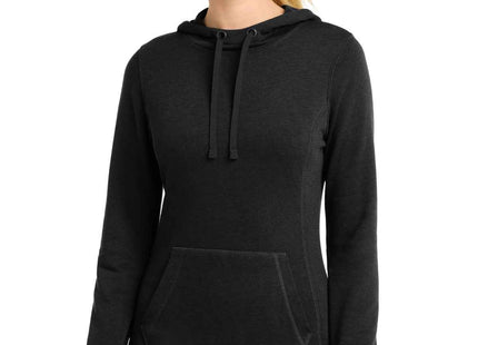 SportTek Women's PosiCharge TriBlend Wicking Fleece Hooded Pullover LST296 Black Triad Solid