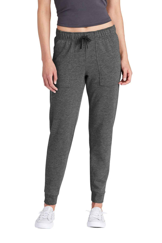 SportTek Women's PosiCharge TriBlend Wicking Fleece Jogger LST299 Dark Grey Heather