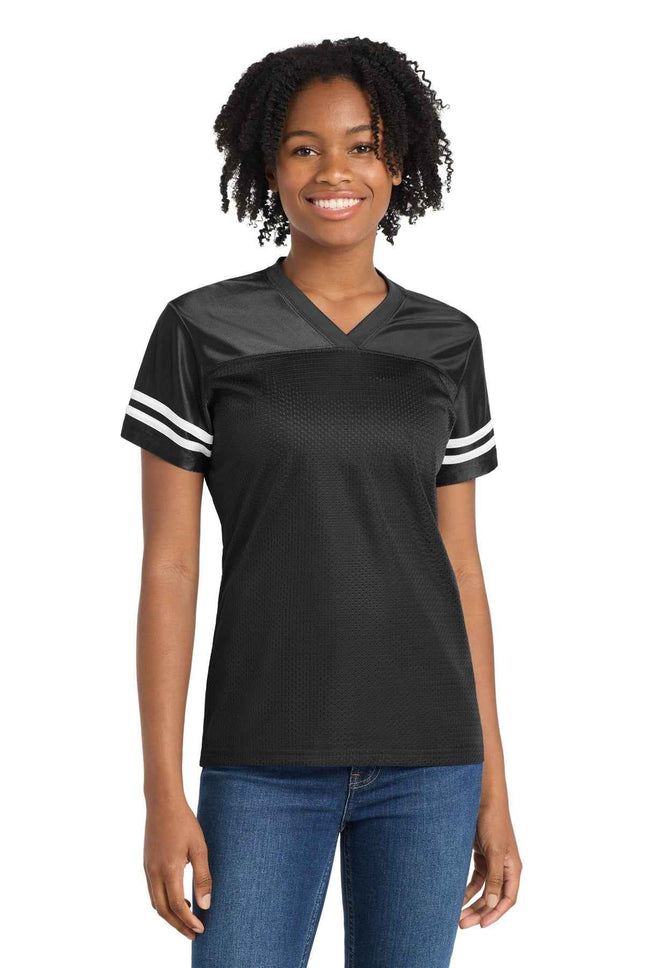 SportTek Women's PosiCharge Replica Jersey LST307 Black White