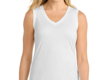 SportTek Women's Sleeveless PosiCharge Competitor VNeck Tee LST352 White