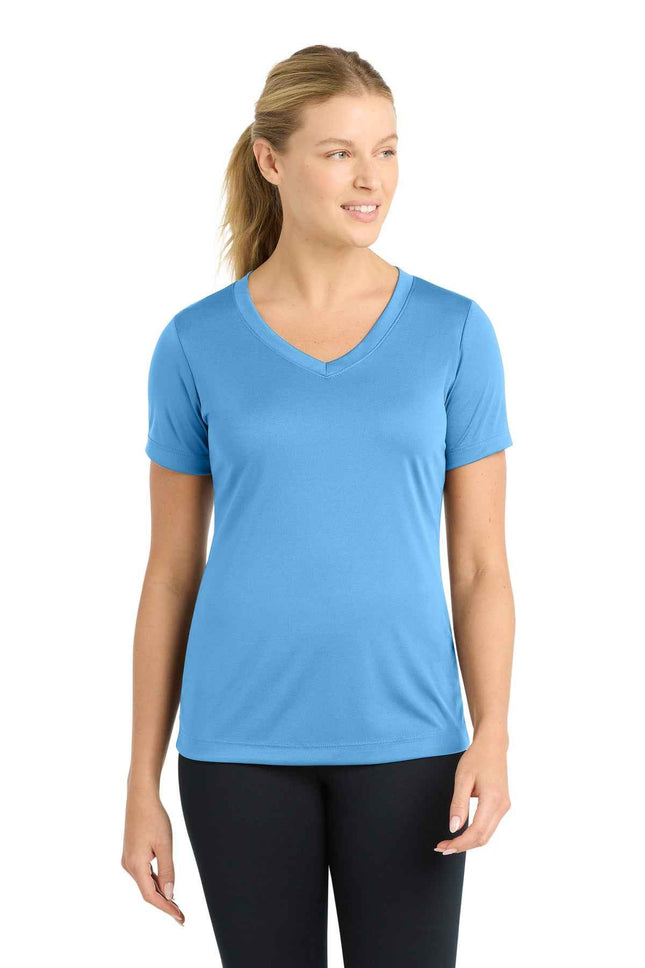 SportTek Women's PosiCharge Competitor VNeck Tee LST353 Carolina Blue