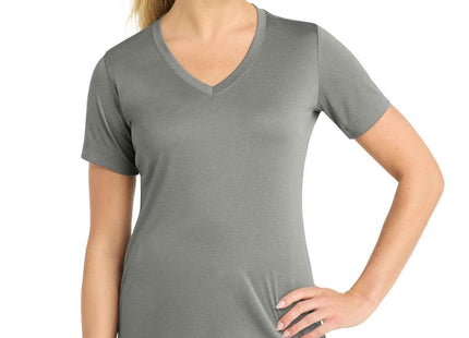 SportTek Women's PosiCharge Competitor VNeck Tee LST353 Grey Concrete Heather
