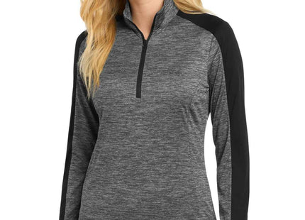 SportTek Women's PosiCharge Electric Heather Colorblock 1/4Zip Pullover LST397